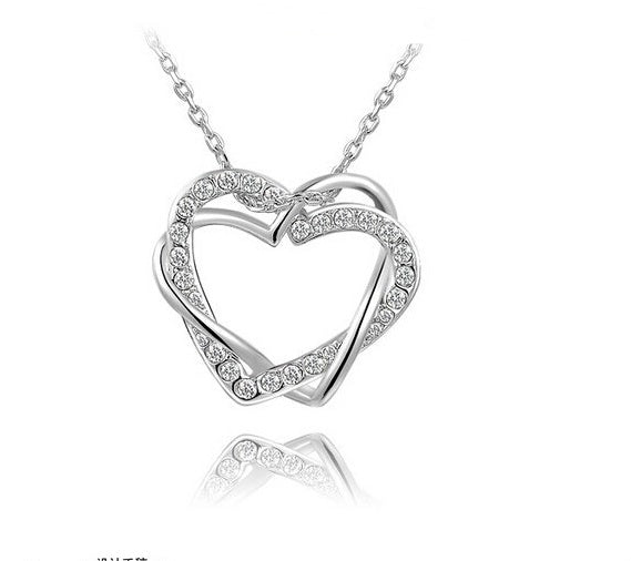 Heart Diamond Necklace And Earring Set Gold Jewelry