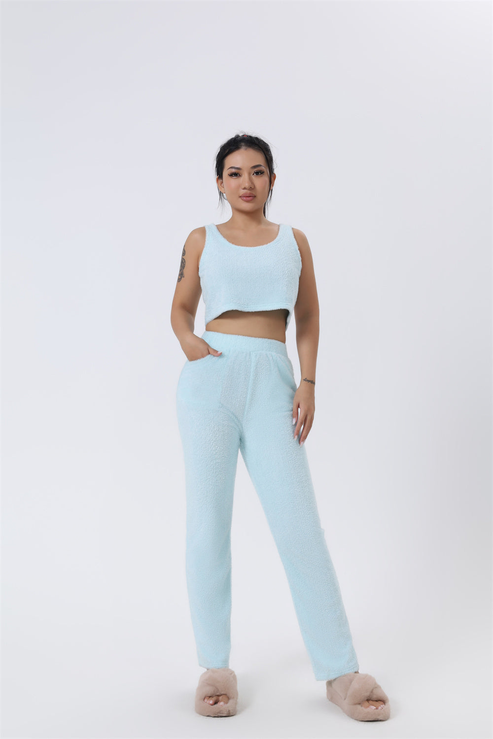 Cozy 3 Piece Pajama Set In Pastel Colors For Lounging