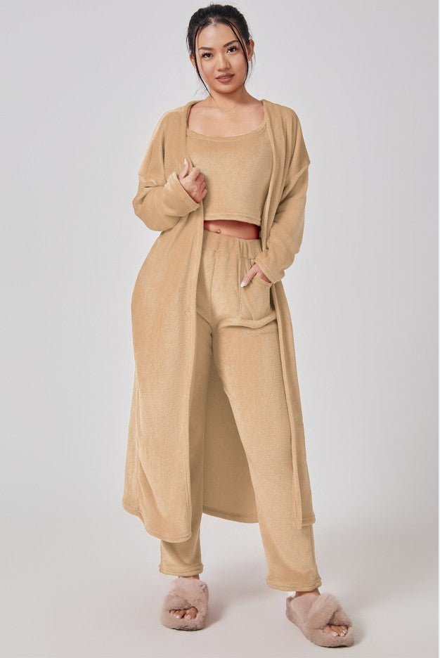 Cozy 3 Piece Pajama Set In Pastel Colors For Lounging