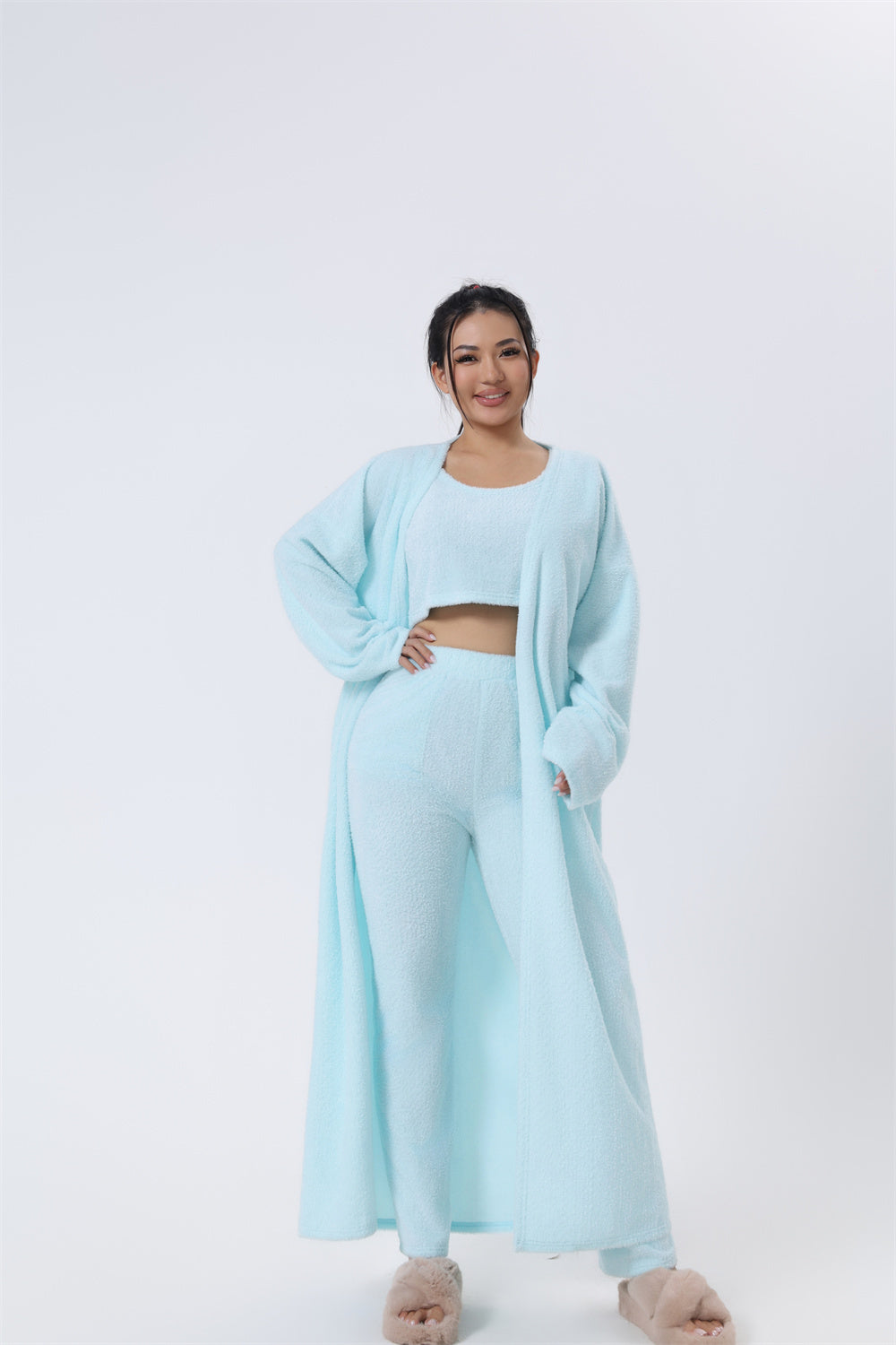 Cozy 3 Piece Pajama Set In Pastel Colors For Lounging