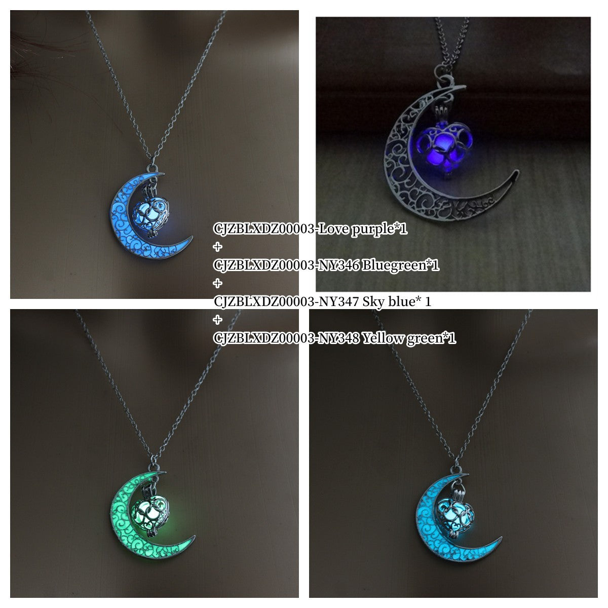 Glowing Pendant Necklace With Silver Plated Chain Jewelry
