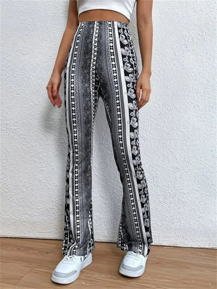 High Waist Print Leggings For Women Slim Fit Stretchy Pants
