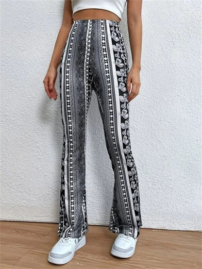 High Waist Print Leggings For Women Slim Fit Stretchy Pants