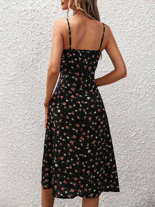 Polka Dot Maxi Dress With Split Hem For Summer Women