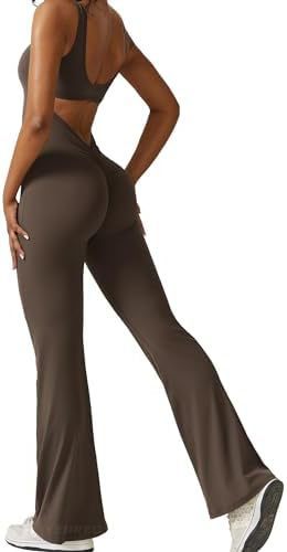Women Sleeveless Flare Jumpsuits For Fitness Yoga Pants