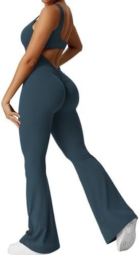 Women Sleeveless Flare Jumpsuits For Fitness Yoga Pants