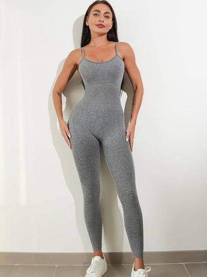 Womens Spaghetti Strap Tummy Control Unitard Jumpsuit