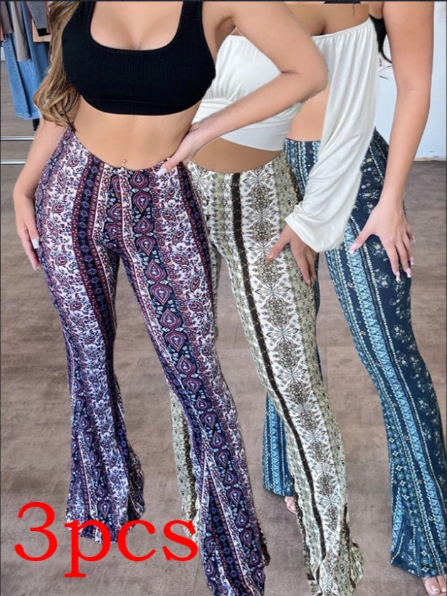High Waist Print Leggings For Women Slim Fit Stretchy Pants