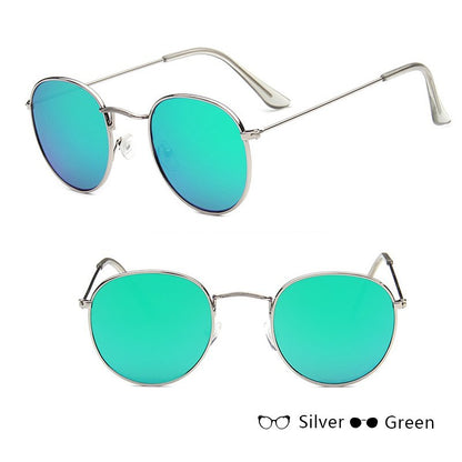 Women Retro Round Sunglasses Metal Gold Frame Grey Lens