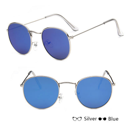Women Retro Round Sunglasses Metal Gold Frame Grey Lens