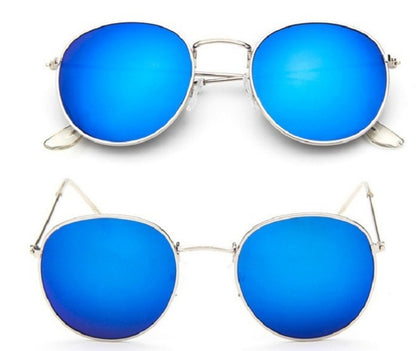 Women Retro Round Sunglasses Metal Gold Frame Grey Lens