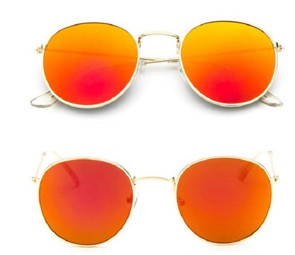 Women Retro Round Sunglasses Metal Gold Frame Grey Lens