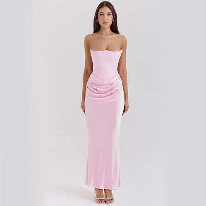 Slim Tube Top Long Dress Bandeau Backless Evening Gown