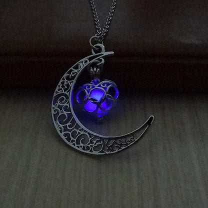 Glowing Pendant Necklace With Silver Plated Chain Jewelry