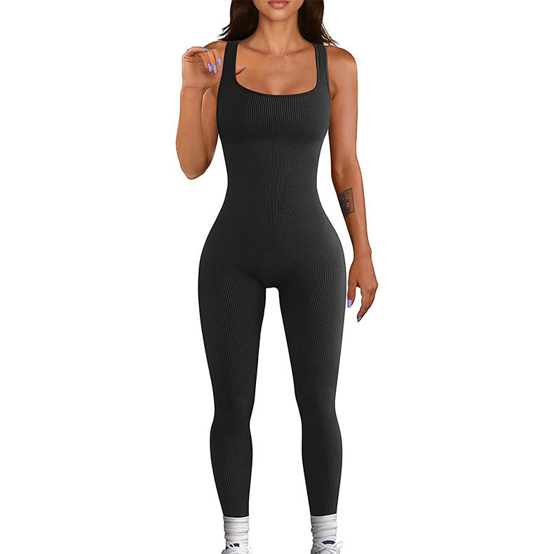 Women's Suspender Tank Top And Tights Set With Spandex