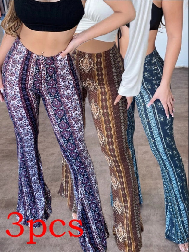 High Waist Print Leggings For Women Slim Fit Stretchy Pants