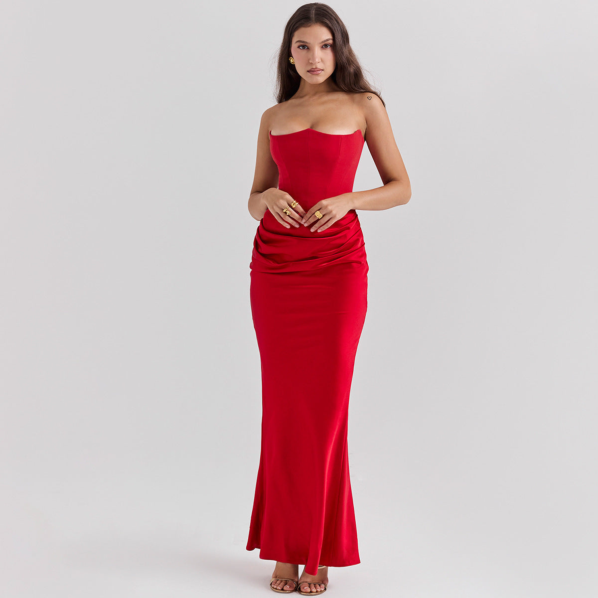 Slim Tube Top Long Dress Bandeau Backless Evening Gown