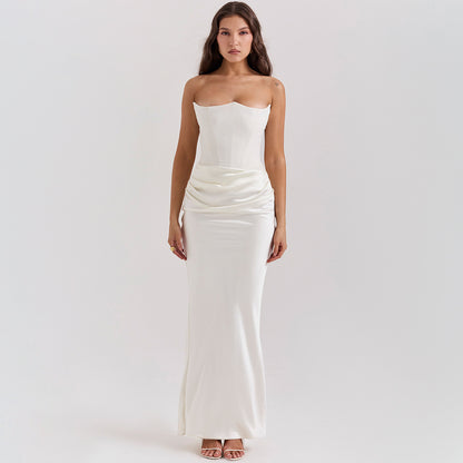 Slim Tube Top Long Dress Bandeau Backless Evening Gown