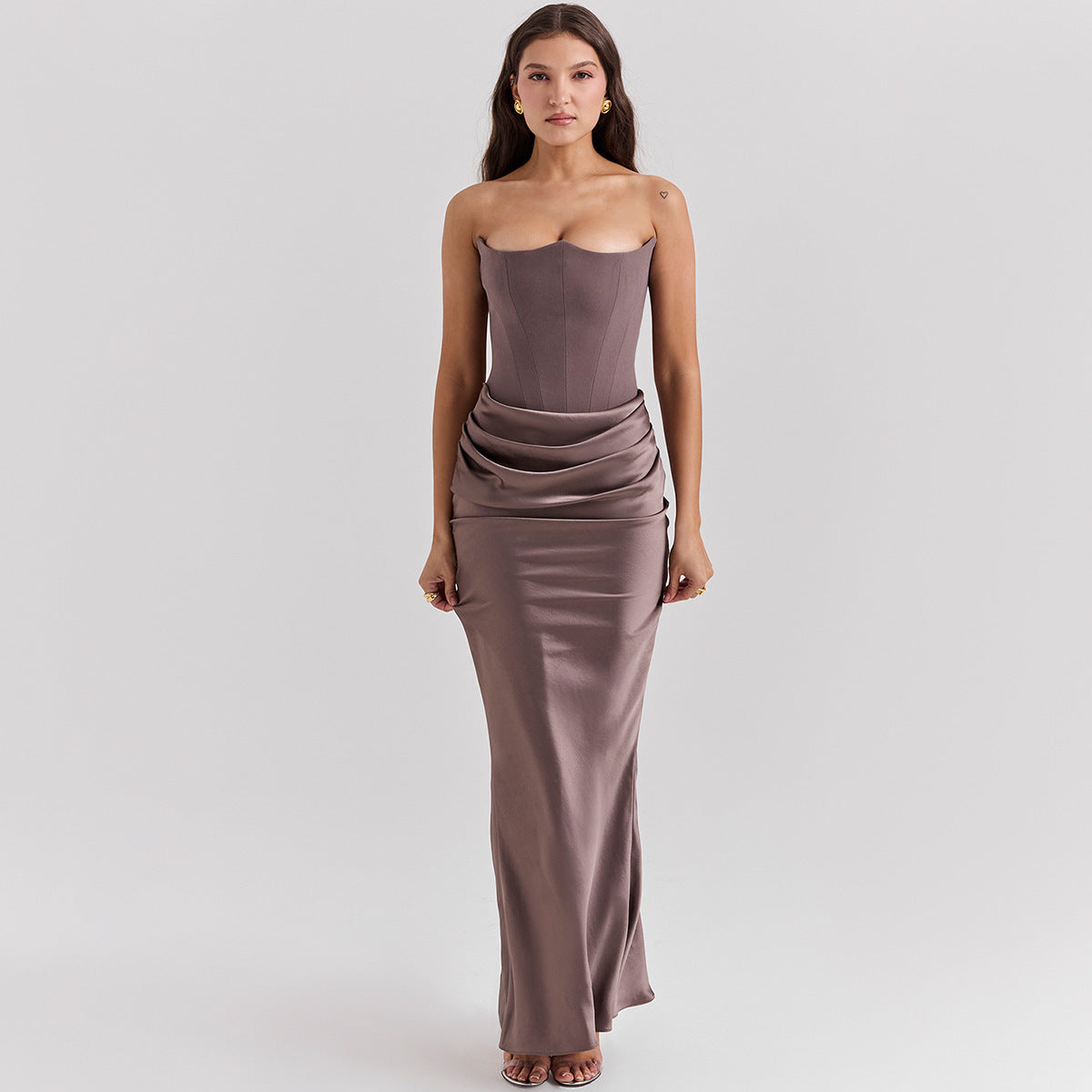 Slim Tube Top Long Dress Bandeau Backless Evening Gown