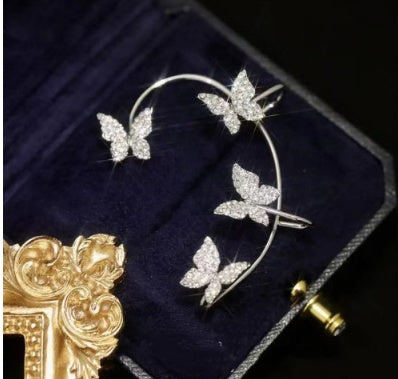 Butterfly Ear Cuff And Hook Earrings Fashion Jewelry Set