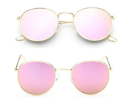 Women Retro Round Sunglasses Metal Gold Frame Grey Lens
