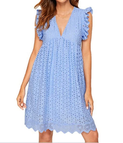 Lace Beach Dress With Pockets V Neck Comfortable Summer