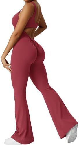 Women Sleeveless Flare Jumpsuits For Fitness Yoga Pants