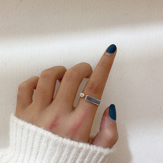 Vintage Marble Ring Zircon Statement Copper Gold Plated