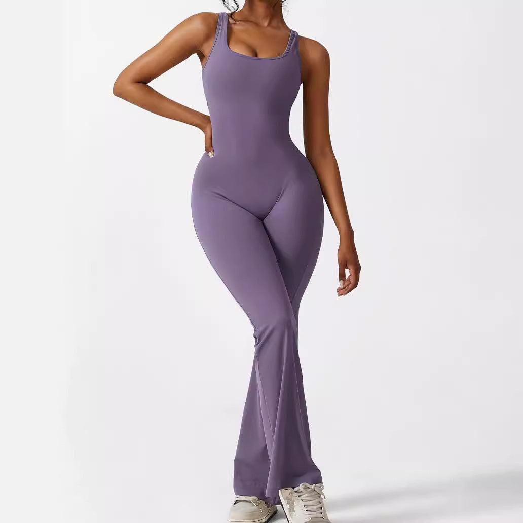 Women Sleeveless Flare Jumpsuits For Fitness Yoga Pants