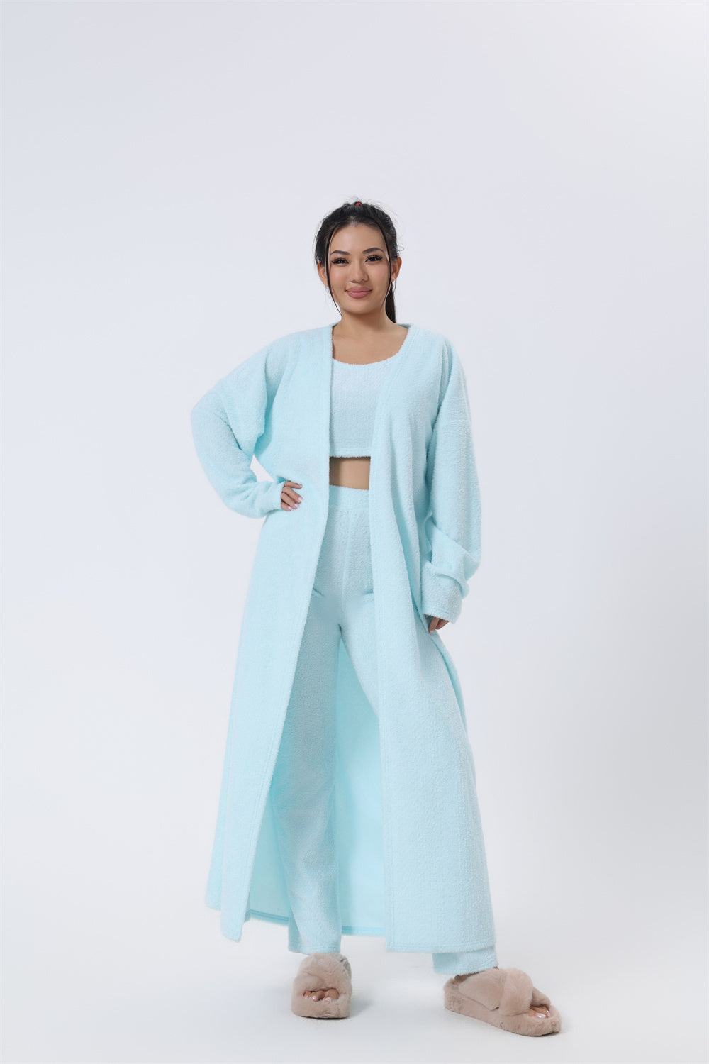 Cozy 3 Piece Pajama Set In Pastel Colors For Lounging