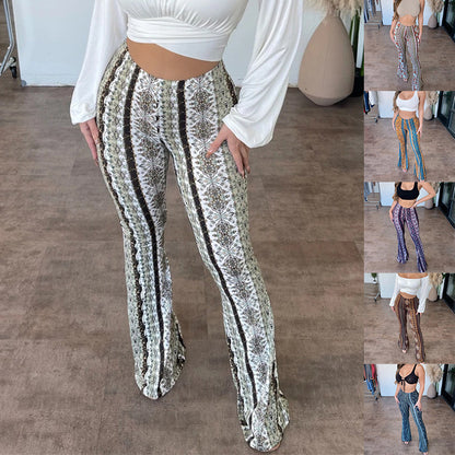 High Waist Print Leggings For Women Slim Fit Stretchy Pants