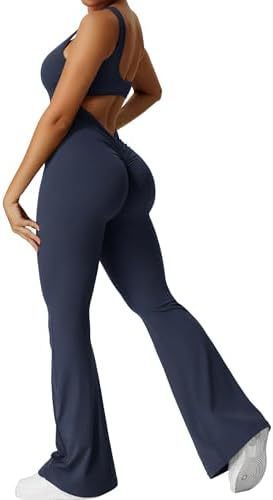 Women Sleeveless Flare Jumpsuits For Fitness Yoga Pants
