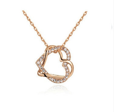 Heart Diamond Necklace And Earring Set Gold Jewelry