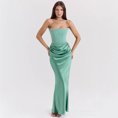 Slim Tube Top Long Dress Bandeau Backless Evening Gown