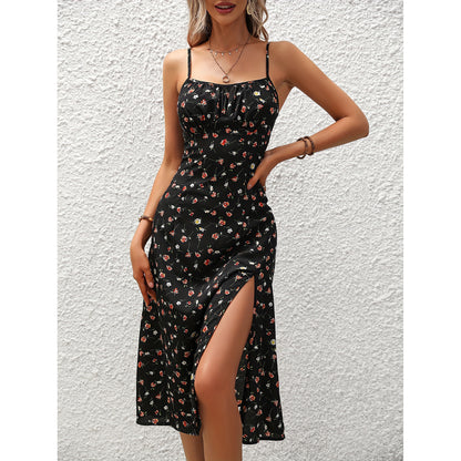 Polka Dot Maxi Dress With Split Hem For Summer Women