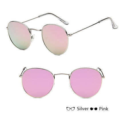 Women Retro Round Sunglasses Metal Gold Frame Grey Lens