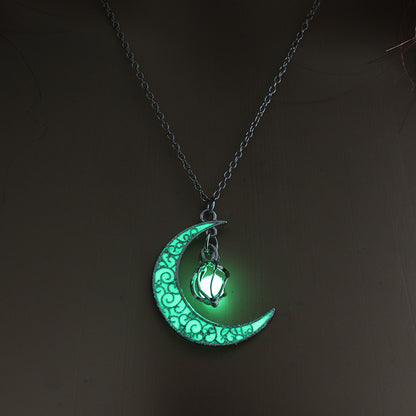 Glowing Pendant Necklace With Silver Plated Chain Jewelry