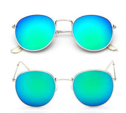 Women Retro Round Sunglasses Metal Gold Frame Grey Lens