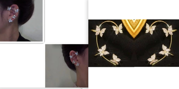 Butterfly Ear Cuff And Hook Earrings Fashion Jewelry Set