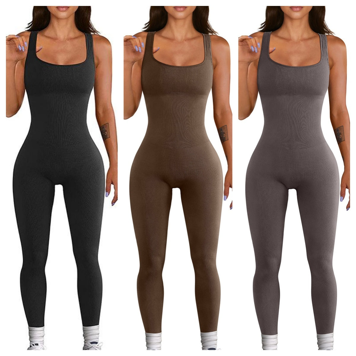 Women's Suspender Tank Top And Tights Set With Spandex