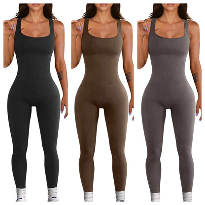 Women's Suspender Tank Top And Tights Set With Spandex