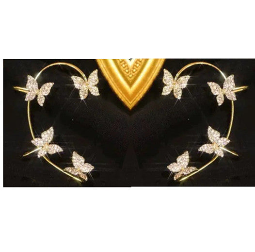 Butterfly Ear Cuff And Hook Earrings Fashion Jewelry Set