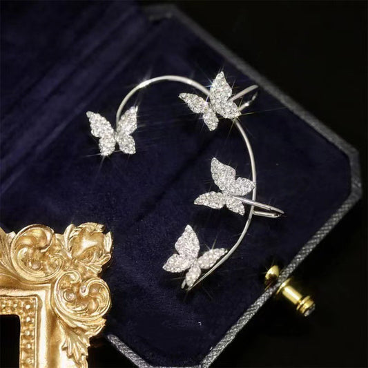 Butterfly Ear Cuff And Hook Earrings Fashion Jewelry Set