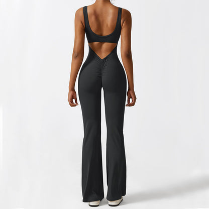 Women Sleeveless Flare Jumpsuits For Fitness Yoga Pants