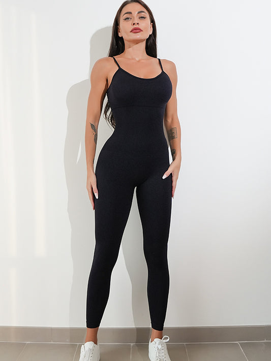 Womens Spaghetti Strap Tummy Control Unitard Jumpsuit