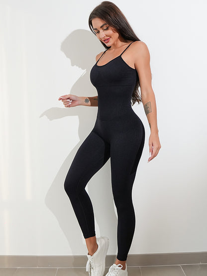 Womens Spaghetti Strap Tummy Control Unitard Jumpsuit