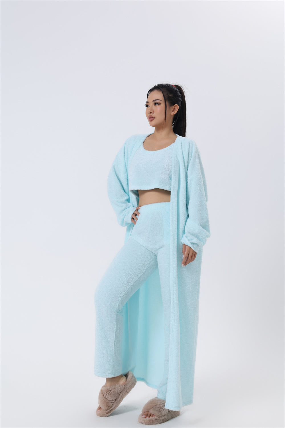 Cozy 3 Piece Pajama Set In Pastel Colors For Lounging