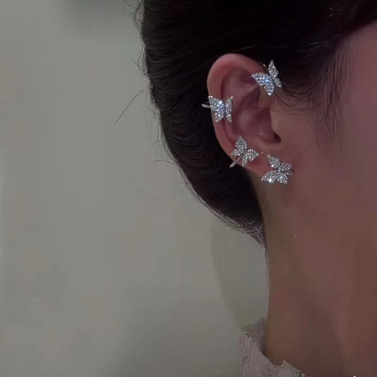 Butterfly Ear Cuff And Hook Earrings Fashion Jewelry Set