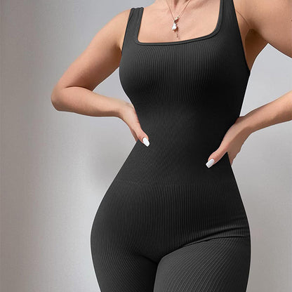 Women's Suspender Tank Top And Tights Set With Spandex