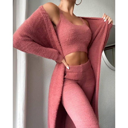 Cozy 3 Piece Pajama Set In Pastel Colors For Lounging